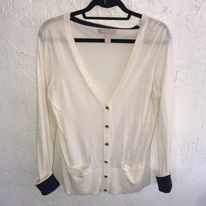 Banana Republic Cream Cardigan with Gold & Navy
